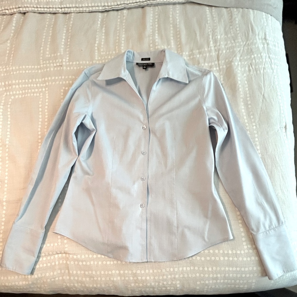 Jones New York Platinum Collection Sky Blue Non-Iron Collared Shirt - Sz 4 - EUC